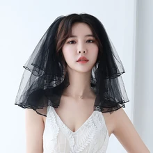 Двухслойная свадебная вуаль с гребнем, простая черная вуаль для невесты, мягкий тюль, белая вуаль, короткая вуаль, аксессуары для свадьбы