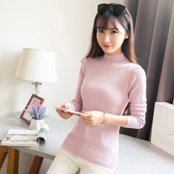

Knitted Sweater Turtleneck Women Winter Autumn Pullovers Sweaters Shirt Long Sleeve Korean Slim-fit Tight Sweater