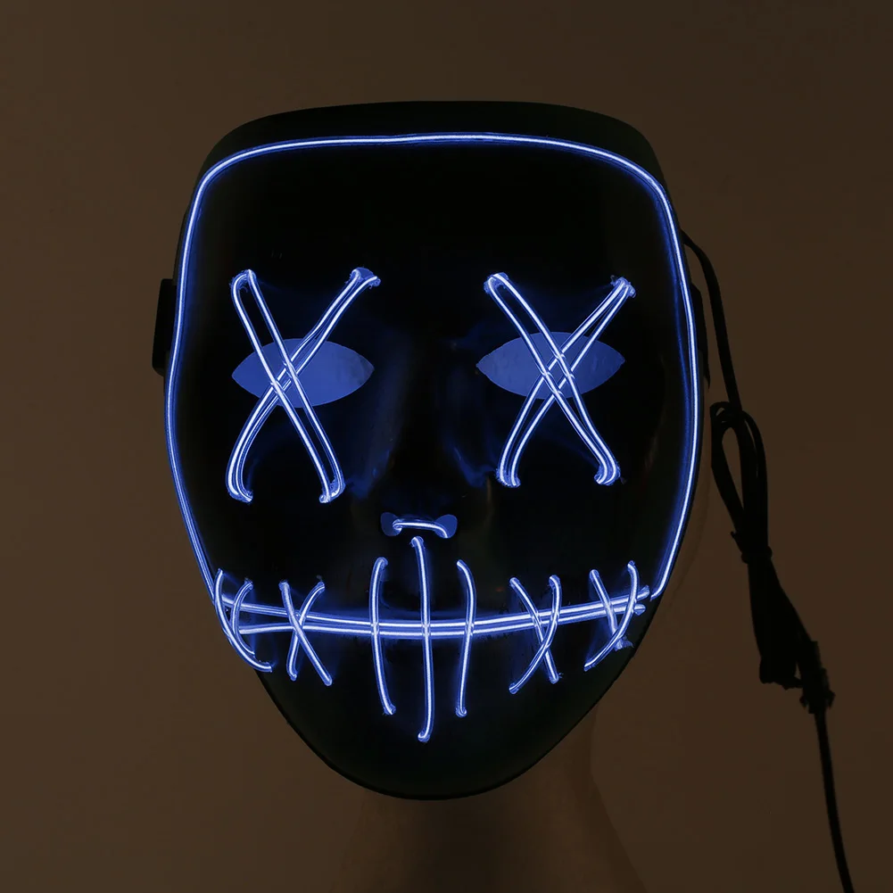 Маска для Хэллоуина EL Wire Horror Light Up вечерние, для бара, клуба, карнавала, Рождества, светящаяся маска Grimace Colorful Bloody