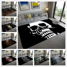 Вечерние коврики для Хэллоуина, 3D креативные коврики с принтом черепа для гостиной, украшения в спальню, мягкие фланелевые домашние коврики