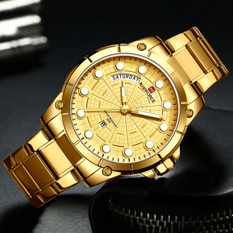 

NAVIFORCE High Quality Man Watches With Dates Men's Wrist Watches Luxury Design Quartz Watch Men Creative Men Watch For Gold