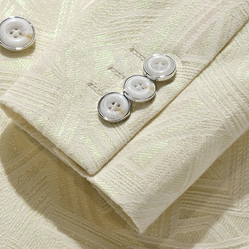 Жаккардовый костюм мужской классический приталенный дизайн пиджак и брюки для