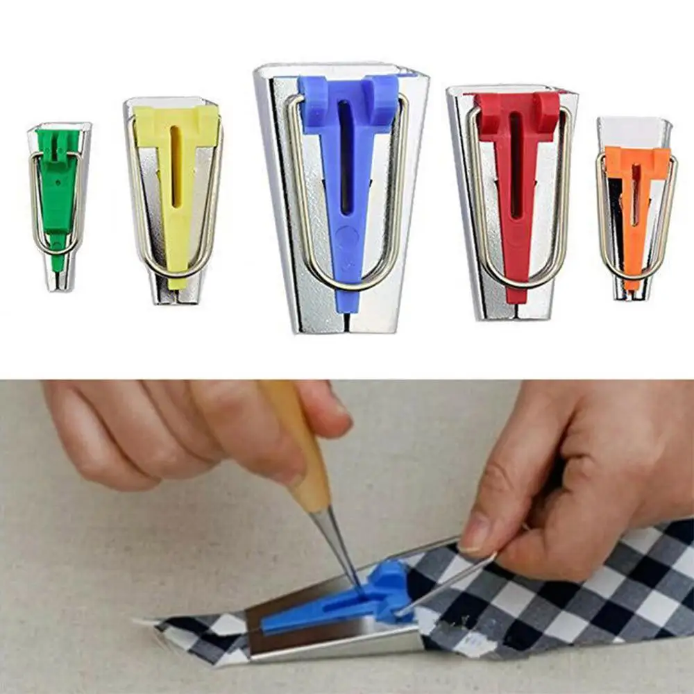 

5 Size Fabric DIY Sewing Quilting Bias Binding Maker Tools Set 6 9 12 18 25mm #3C15