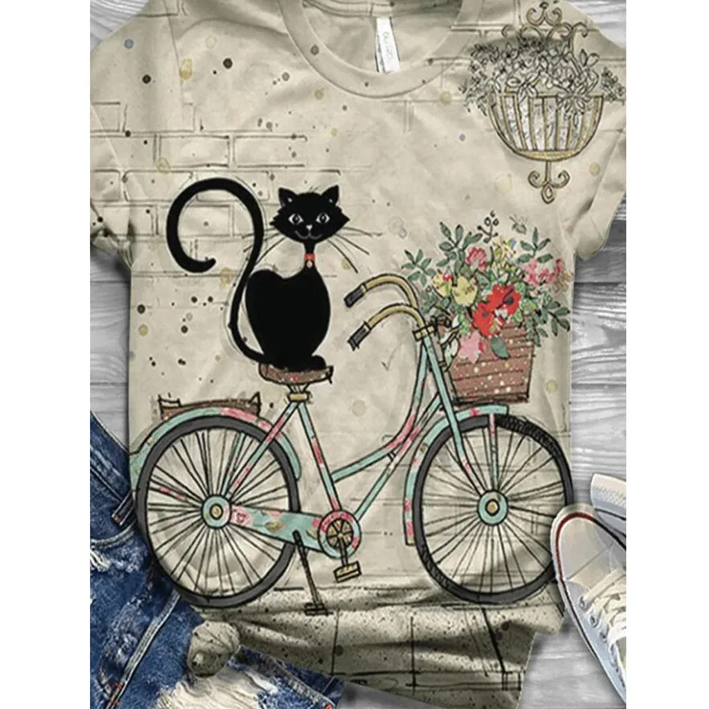 Tshirt Women Plus Size Short Sleeve 3D Animal Printed O-neck Tops Tee T-shirt Ropa Mujer Top Women Harajuku T Shirt Haut Femme
