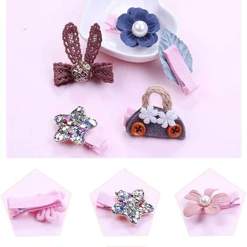 

5Pcs/set Sequin Star Hair Clips For Girls Peral Flower Hair Pins Kids Lace Rabbit Ear Baby Hairpin BB Barrettes Hair Accessories