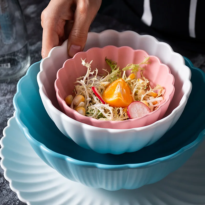 

Rice Bowl Kitchen Cutlery Dessert Plate Simple Personality Salad Bowl Ceramic Plate Ceramic Bowl