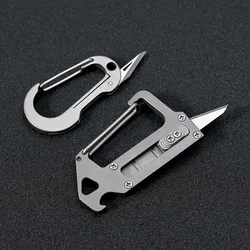 EDC porte clés en alliage de titane, boucle de suspension multifonctionnelle, Mini couteau ouvre bouteille, sculpture artistique, couteau Portable d'extérieur 