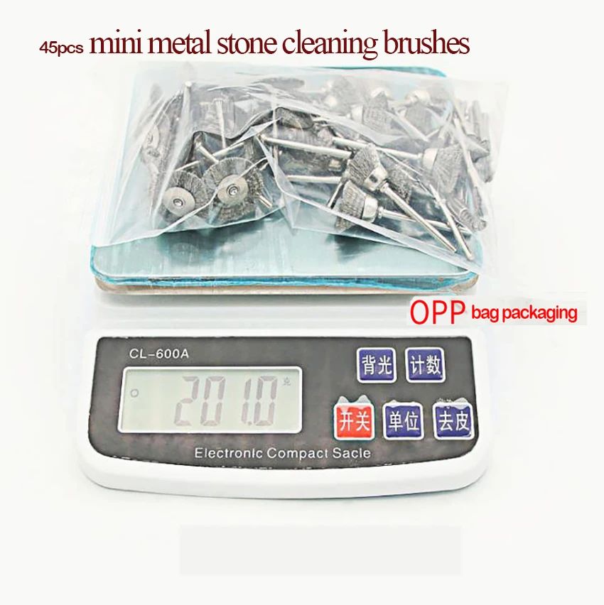 45Pcs Steel Wire Rotary Wheels Brushes, Pen-shape Bowl-Shape T-shape Metal Polishing Rust Removal Walnut Jade Cleaning Brush Set