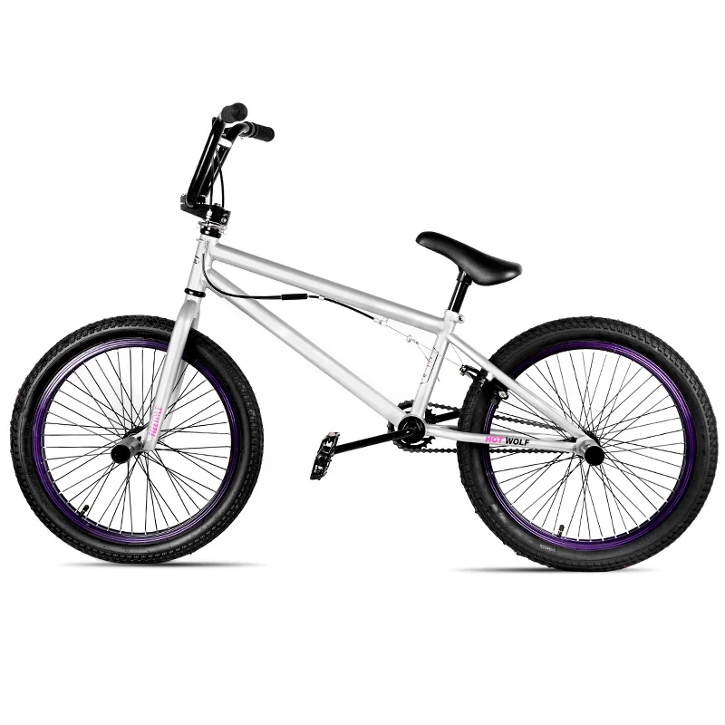 Стальная рама 20 дюймов bmx велосипед мужской performance bike orange/красный шины не складной велосипед для шоу горячая волк задний тормоз V велосипед - Цвет: Gray purple circle