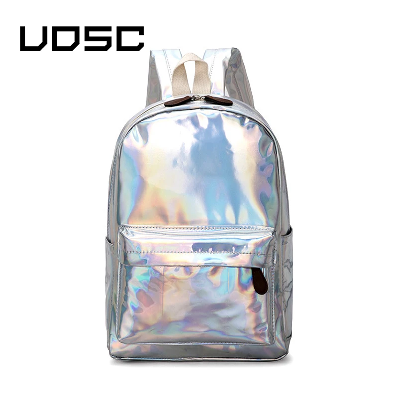 UOSC женский голографический рюкзак женский лазер малой мощности PU кожаные дорожные рюкзаки Серебряная голограмма школьные сумки для девочек-подростков