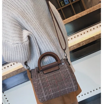 

2 Bags Women's Designer Handbag Fashion New Crossbody Bag High Quality Wool Stripes Women Tote Bags Girl Shoulder Messenger Bags