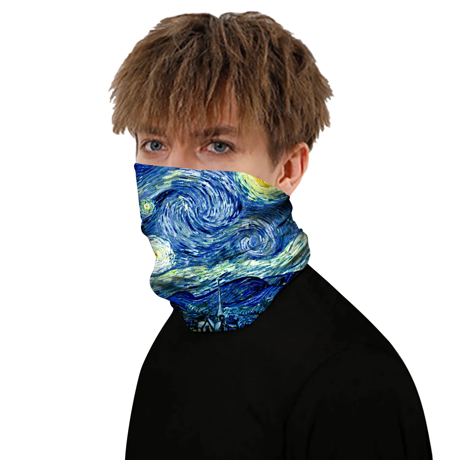 Hot style new star polyester digital print outdoor sunshade beanie sport bug scarf neck gaiter mask multi-function headband mens dress scarf