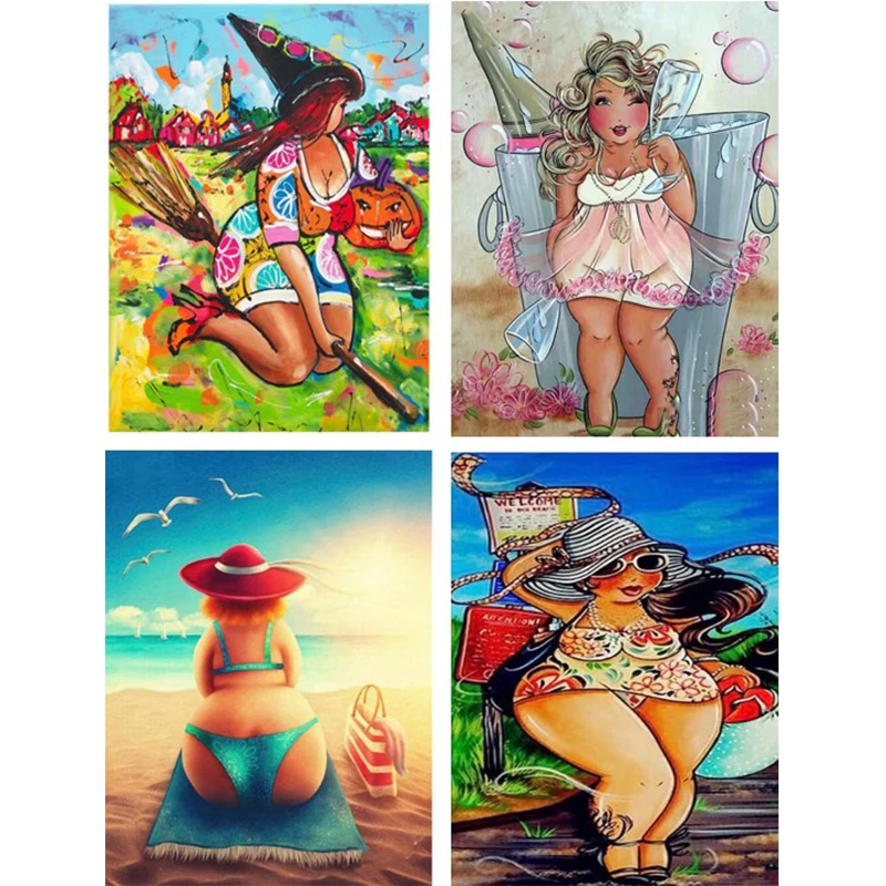 Full Drill 5D DIY Diamond Painting dikke dame Thick Fat Sex Toilet Women 3D Embroidery Cross Stitch Home Decor Gift | Дом и сад