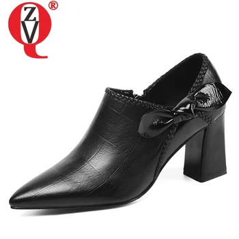 

ZVQ spring newest fashion sexy women pumps outside high heels pointed toe genuine leather women shoes drop shipping size 34-42