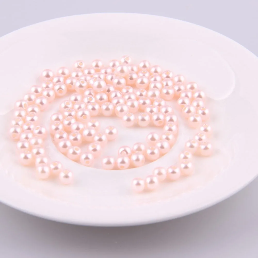 light pink 1 сумка-3/4/5/6/8/10/12 мм отверстие 5 цветов DIY Имитация Бисер для одежды Перл ABS Свободные Круглые бусины для рукоделия для Модные украшения для изготовления - Цвет: light pink