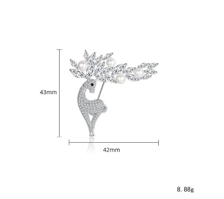 MeibaPJ Luxourious Real Natural Pearl Elk Brooch S925 Solid Silver Fine Wedding Jewelry For women