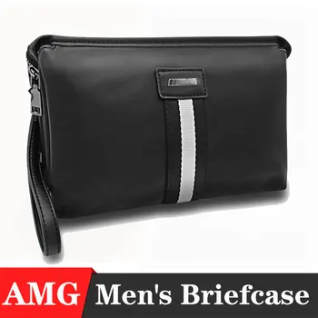 

Leather Men Handbag Men Clutch Bag Car Driver License Bag Credit Men's briefcase For Mercedes Benz GLA CLA GLK AMG with AMG logo