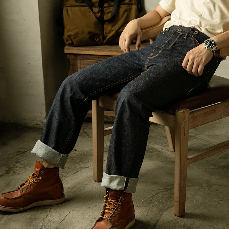 RS-0002B Read Description! Red Tornado High Waist Raw Indigo Selvage Unwashed Denim Pants Unsanforized Jean 14oz 4