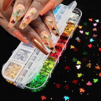 

Holographics Maple leaf Sequins for Nails Colorful Butterfly Flakes Paillette Tool Nail Art Decorations DIY Design Supplies