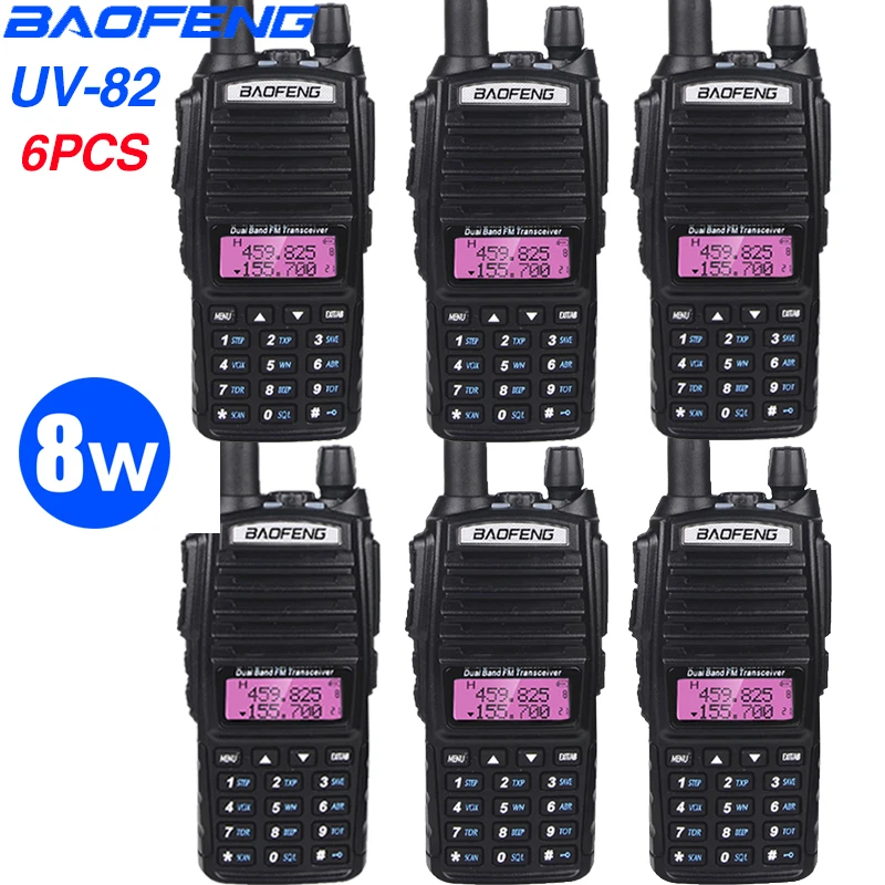 6 шт высокое Dual Band 8 Вт иди и болтай Walkie Talkie Baofeng UV 82 домофон 128CH Портативный Ham Радио