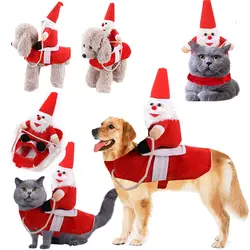 Рождественские костюмы наездника для собак, одежда для собак, кошек, чихуахуа зимний собачий чехол «Санта» для одежда для щенков вечерние
