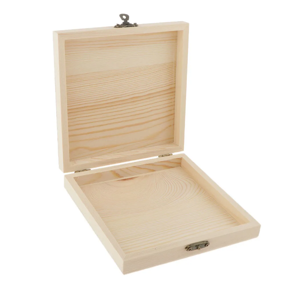 

Wooden Storage Box Unpainted Keepsake Memory Decoupage Jewelry CD Cigar Box