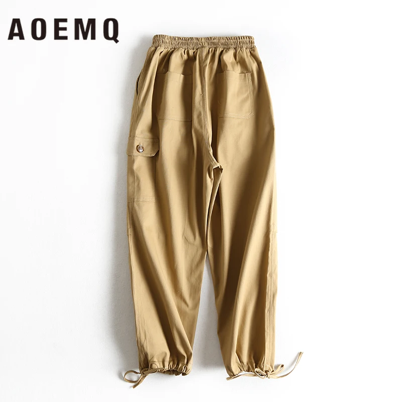 AOEMQ модные женские штаны в стиле хип хоп стильные шаровары эластичные брендовые