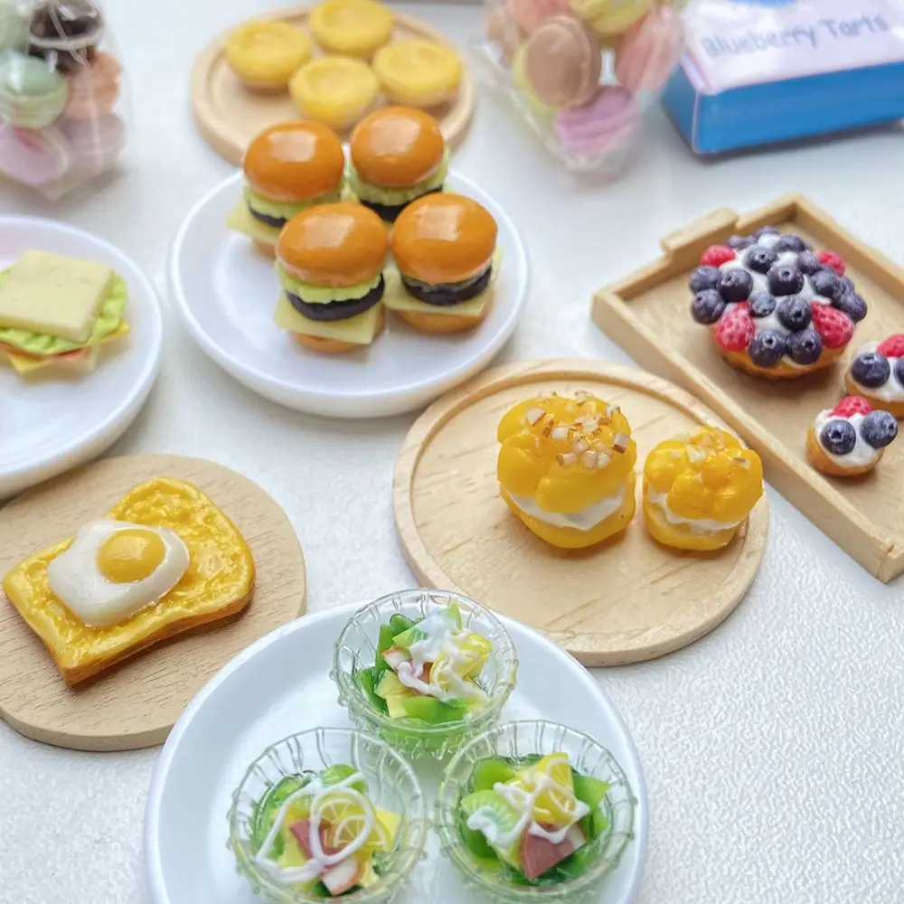 1:12 Miniature Hamburger Mini Fruit Salad Pretend Food for Blyth Barbies OB11 BJD Doll House Kitchen Play Toys Accessories 2
