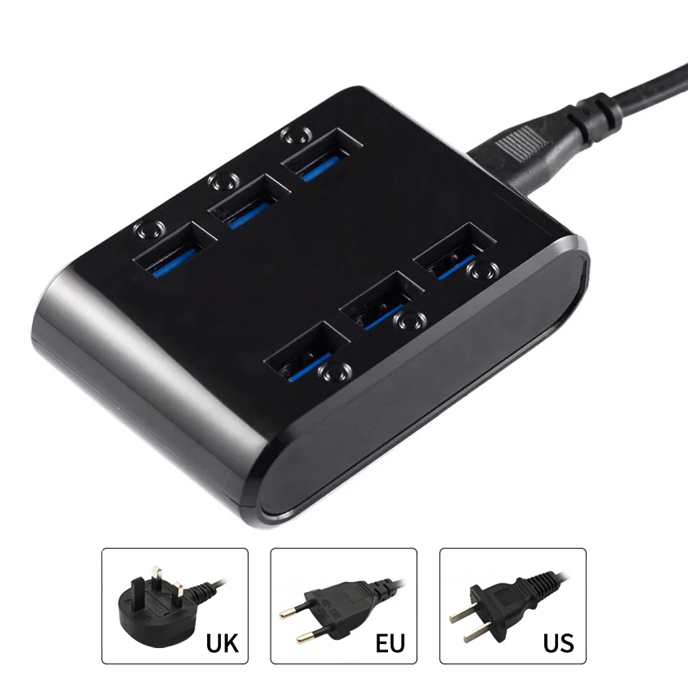 PUJIMAX 24 Вт 4.8A 6-Порты USB Зарядное устройство концентратор Мощность станции мобильного телефона Зарядное устройство для samsung huawei LG Iphone адаптер EU/US/UK Разъем
