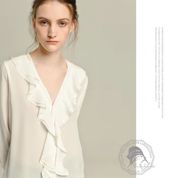 

Ruffled Pure Color Silk Shirt Women's Elegant And Gentle Long-sleeved Silk Blouse Women's Clothing 2020 New