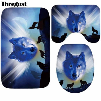 

Animal Printed 3Pcs/set Bathroom Mat Set Flannel Anti-Slip Kitchen Bath Mat Carpet Bathroom Toliet Rug Washable Bath Floor Mats