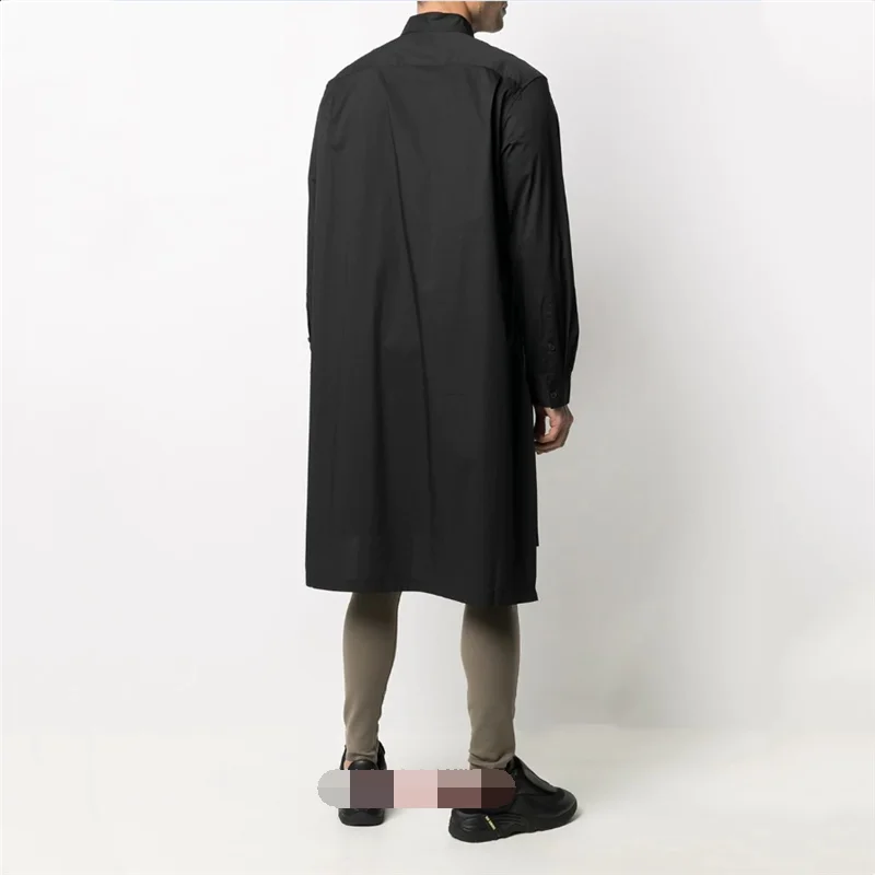 Men's Long-Sleeve Shirt Spring And Autumn New Lapel Pure Color In The Long Versatile Loose Youth Personality Thin Shirt