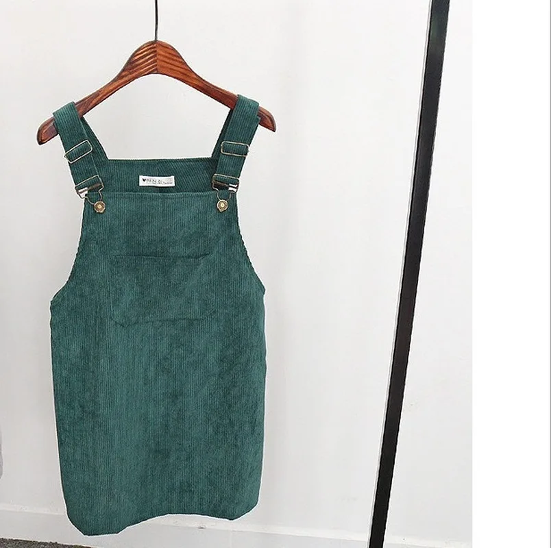 Женская Ретро Вельветовая юбка осень зима комбинезон без рукавов юбки с бретелями консервативный стиль корейский без рукавов t-85