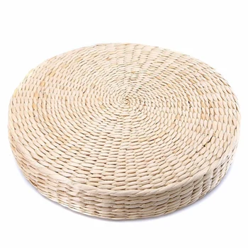 

Round Beige Straw Weave Pillow Handmade Pad Zen Home Decor Chair Seat Furniture Yoga Grass Cushion Seat Cushion Dining Room Mat