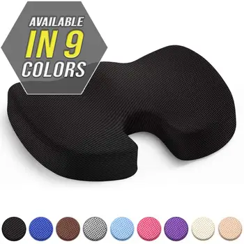 

Seat Cushion-Car Seat Butt Pillow-Hip Support for Office Chair and Wheelchair Coccyx Orthopedic Memory Foam Breathable Black