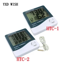 Lcd digital termômetro higrômetro estação meteorológica HTC-1 HTC-2 temperatura umidade tester relógio alarme sensor de parede sonda lcd