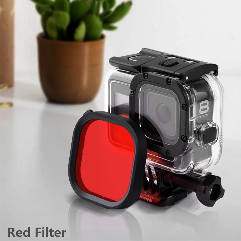 Red filter Водонепроницаемый Чехол, защитный фильтр, фиолетовый, розовый, красный, фильтры для Gopro Hero 8, черный, аксессуары для экшн-камеры - Цвет: Red filter