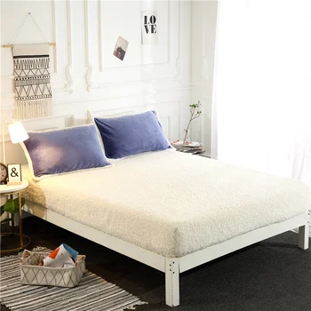 

Cashmere Fitted Sheet Set Solid White Elastic Rubber Sheet 2020 Bed Warm Mattress New Bed Set Linen Cover Flannel Thicken Cover