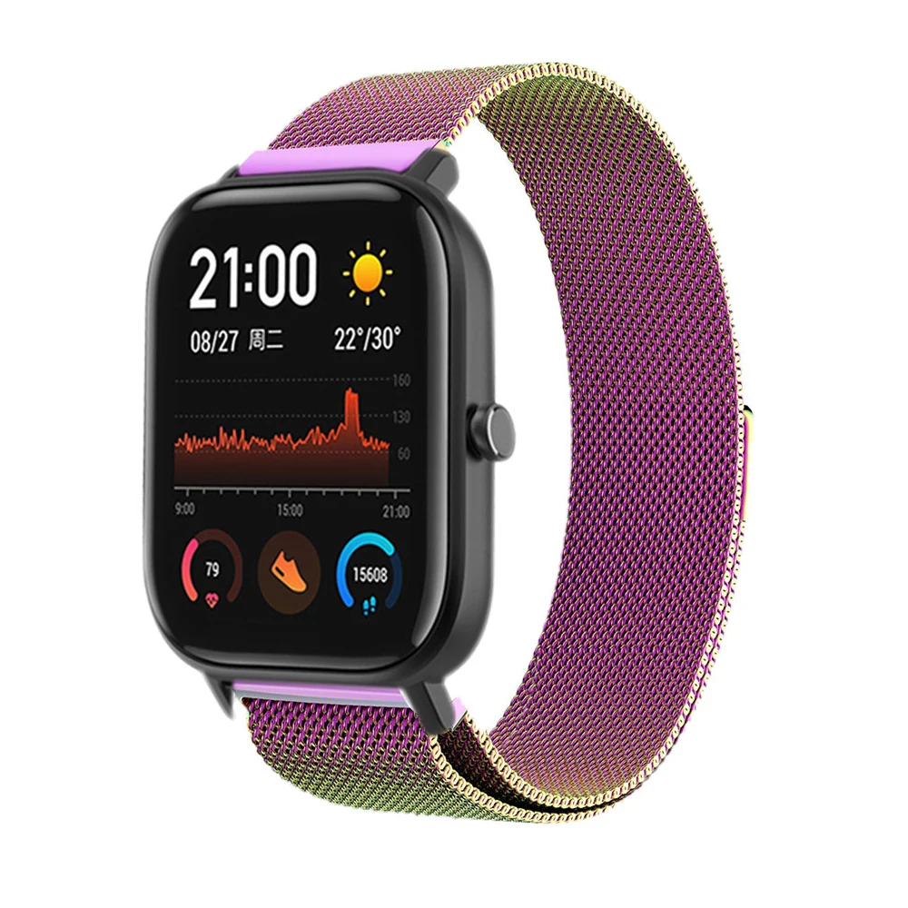 Браслет для Amazfit gts ремешок Миланская петля ремешок для часов для Huami Amazfit bip gtr 42 мм 47 мм металлический ремешок из нержавеющей стали
