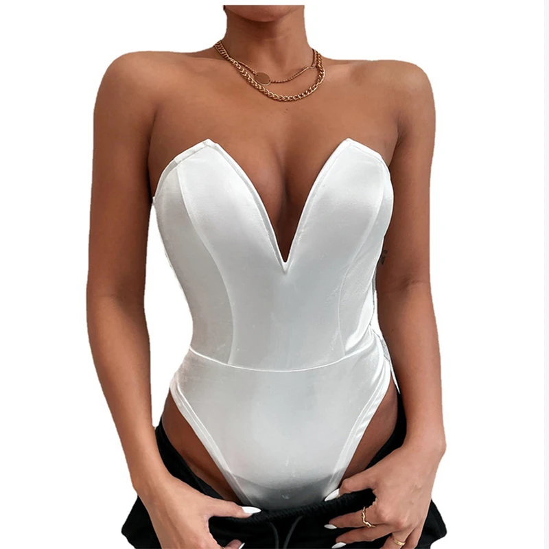 White tube top bodysuit Clearance