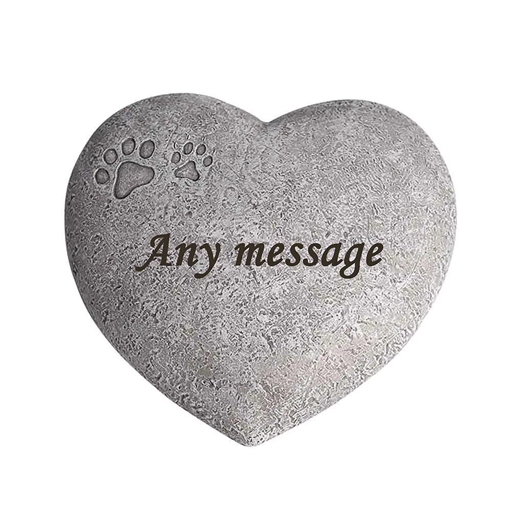 Personalized Pet Memorial Stones, Heart Shaped Dog Grave Marker, Dog Garden Tombstone with Any Message-Pet Sympathy Gift