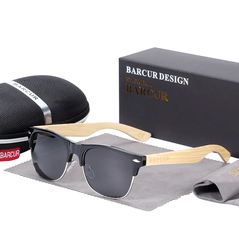 BARCUR Bamboo Polarized Sunglasses Wood Sunglasses BC4000