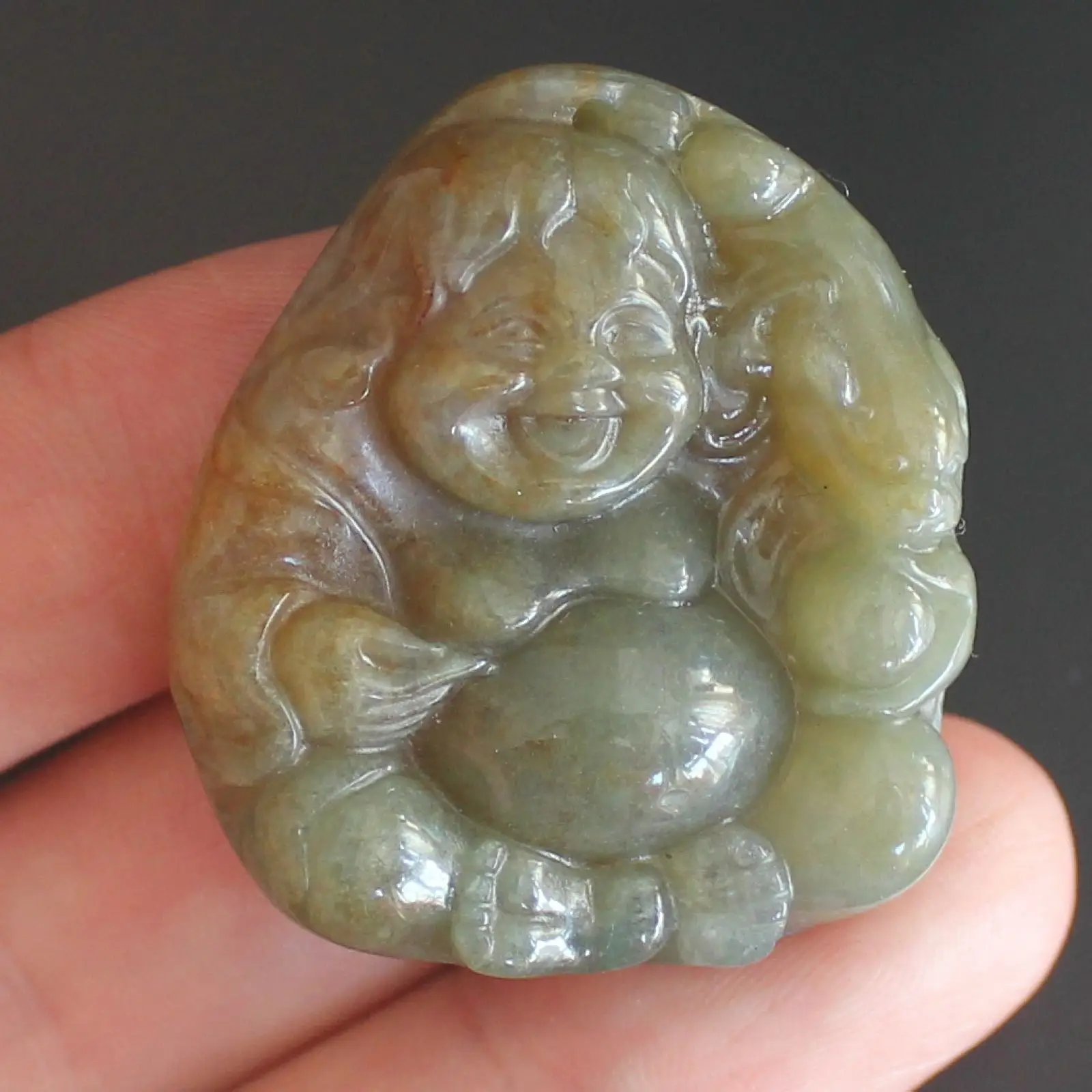 

Carved multi-color jade laugh buddha pendant bead DIY Jewelry Accessories For Necklace