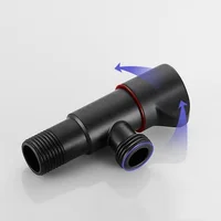 สีดําห้องน้ําวาล์วมุมห้องครัวน้ําควบคุมวาล์วเติมก๊อกน้ําร้อนเย็นแตะอุปกรณ์เสริมมาตรฐาน G1/2 304 เหล็ก 6