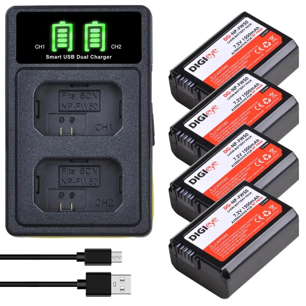 Np-Fw50 Np Fw50 Set Caricabatterie Per Sony Np-Fw50 ,Sony Alpha A6500 A6000 A5000 A3000 A7 A7Ii A7Rii A7Sii A7S A7S2 A7R Ecc