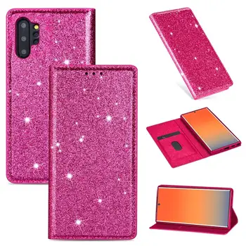 

20pcs/lot Ultra-thin Sucking Glitter shell high quality cover for samsung galaxy Note 8 9 10 10 Plus leather cover case