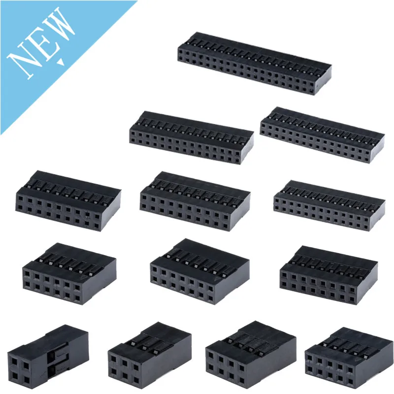 20pcs 2.54mm 2x234567891013151620Pin Double base Pitch Double Row Connector Shell Plug Jumper Wire Cable Pin Header (2)