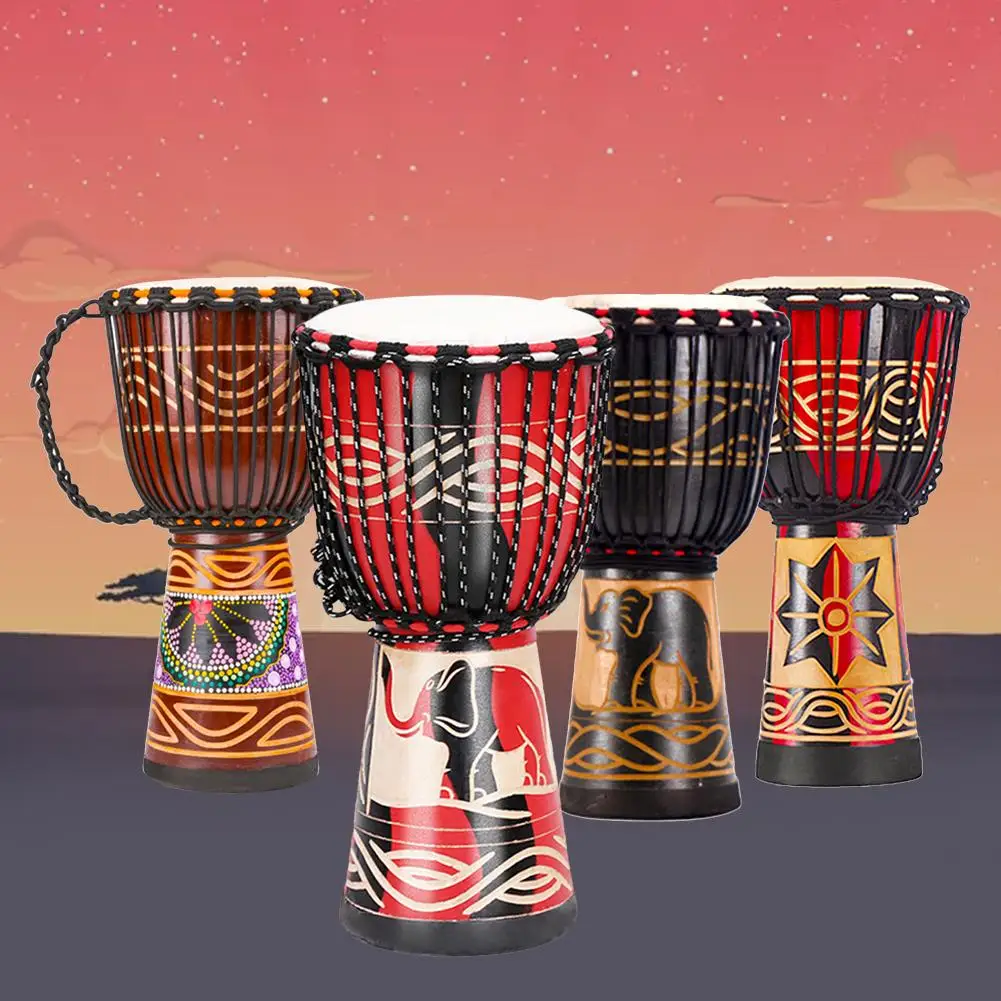 Günstige 8 zoll Schöne Afrikanische Djembe Trommel Bunten Tuch Kunst Barrel Haut Für Kinder Hand Trommel Musik Musical Instrument
