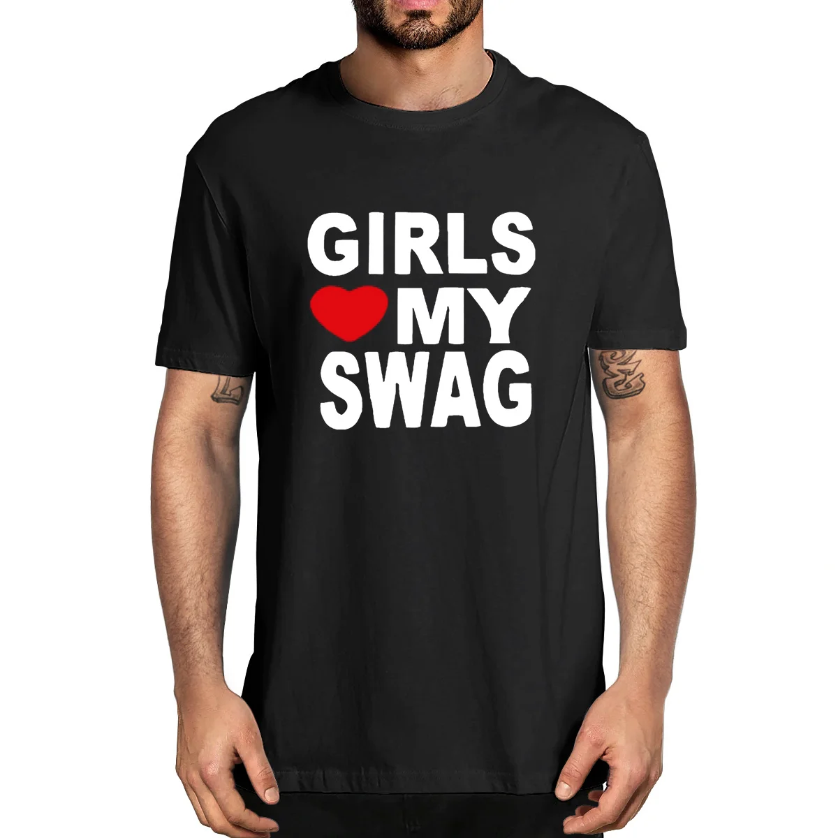 Забавная винтажная хлопковая Летняя мужская футболка с надписью LOVE MY SWAG для