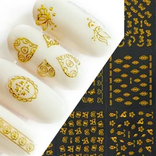 30 шт золотые, серебряные 3D наклейки для дизайна ногтей, полые наклейки, смешанный дизайн, клей для ногтей, цветы, наклейки для ногтей, буквы, бабочки, бумага для ногтей